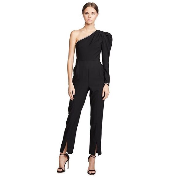 Self-Portrait One shoulder crepe Jumpsuit in black size US6 - Picture 5 of 13